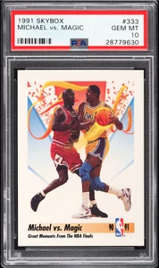 1991 Skybox Michael Jordan vs Magic Johnson NBA Finals PSA 10 Gem Mint Card #333 - Picture 1 of 2