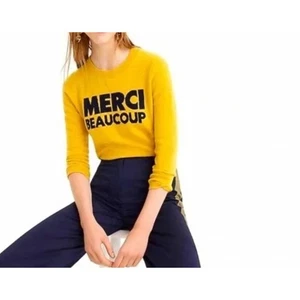 J Crew S Pullover 100% Kaschmir Merci Beaucoop Pulli buttergelb Strick Top - Bild 1 von 7