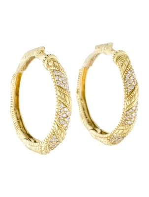 JUDITH RIPKA 18K GOLD LARGE HOOPS DIAMOND EARRINGS - Image 1 of 2