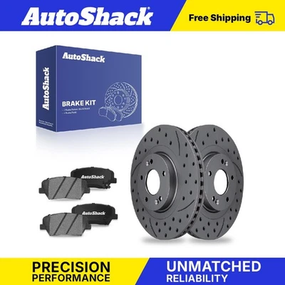 Front Drilled Slotted Brake Rotors Ceramic Pads for Hyundai Santa Fe Sport - Image 1 of 4