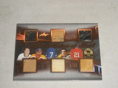 2019-20 ITG Used Blades Steel 6 PATCH Bobby Hull Dionne Esposito Orr Mikita 9/20 - Image 1 of 2