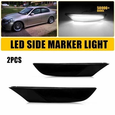 Para 03-06 Infiniti G35 Cupé Blanco LED Parachoques Delantero Luz Marcadora Lateral Lente Transparente Foto 1 de 4