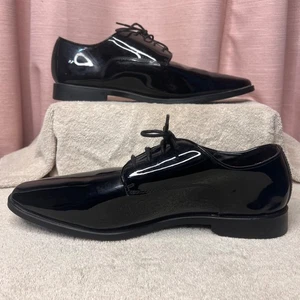 Herren Schwarz Lackleder Oxford Smoking Elegant Schuhe von Joseph Abboud 13W Hochzeit - Bild 1 von 23