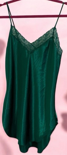 UNDERCOVER Abito Slip Vintage Victoria’s Secret G Label Taglia Med Raso Chemise Verde Smeraldo