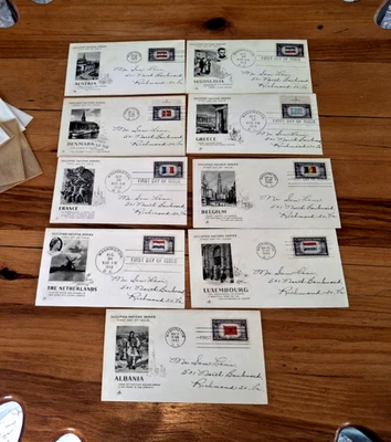 (10) 1943 Occupied Nations Series FDC Art Craft Cachet Lot - Image 1 of 4