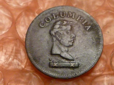 Moneda ficha de cobre original Columbia Farthing sin fecha principios del siglo XIX #DA Foto 1 de 3