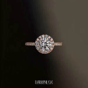 VVS1/E 14K Gold Round Brilliant Cut Lab Grown Diamond Half Eternity Wedding Ring - Picture 1 of 15