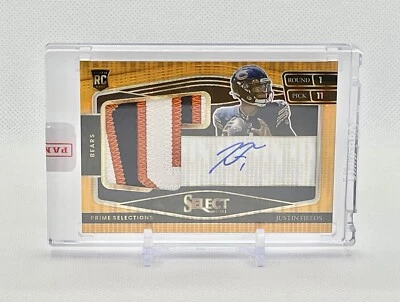 Justin Fields RC 2021 Panini Select Auto Patch Orange Pulsar Prizm /25 Sealed  - Image 1 of 4