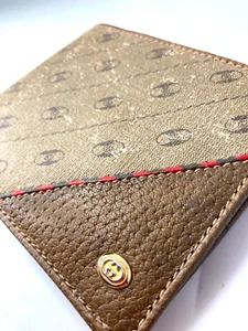OLD GUCCI 1980s RARE CENTENNIAL RIGATE GG INTERLOCKING PVC LEATHER WALLET ITALY - Picture 1 of 22