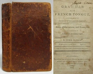 1794 A GRAMMAR OF THE FRENCH TONGUE Perrin EARLY AMERICAN IMPRINT Antique Book - Picture 1 of 11