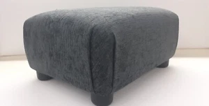 Footstool / Small Stool / Slate Grey Chenille Fabric - Picture 1 of 14