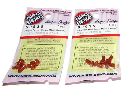 Tamiya Hiro Seiko 69635 ORANGE M3 x 6mm Button Head Screws B74 B6.2 (10) - Image 1 of 2