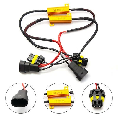 2X H11 H8 LED Light Fog Xenon HID No Error Load Resistor Wiring Harness Adapter - Image 1 of 4