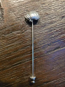 Vintage Sterling Silver Clam Shell Motif Stick Pin - 2" - Picture 1 of 4