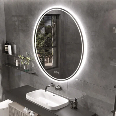 LED Wall Mount Vanity Makeup Mirror Circle Dimmable Bathroom Mirror Smart Touch - image 1 of 4
