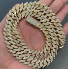 20Ct Miami Cuban Link Chain Miossanite 14Mm 14K Yellow Gold Silver Plated 22"
