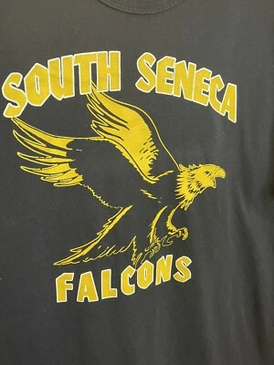 Vintage South Seneca Falcons Highschool T-Shirt Adult XL Black USA Made - Image 1 of 4