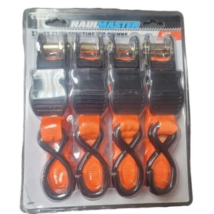 Haul Master 4 Pack 1" X 15 Ft Ratchet Tie Downs Weather Resistant 400 Lb Load - Picture 1 of 2