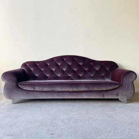 Formenti Italian Plum Fabric Tufted Sofa Cover