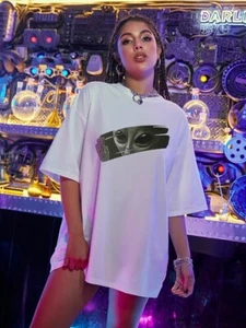 Alien Print Drop Shoulder Oversized Tee - Picture 1 of 7