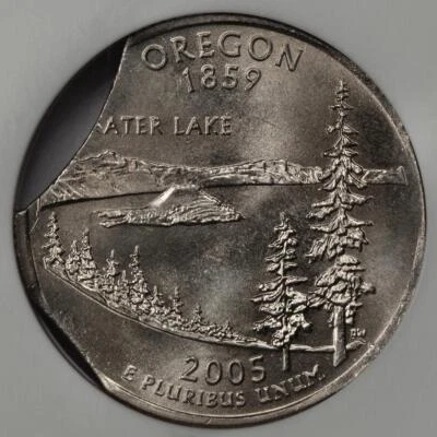 2005 PCGS MS66 Double Curved Clips Oregon Quarter Mint Error - Image 1 of 4