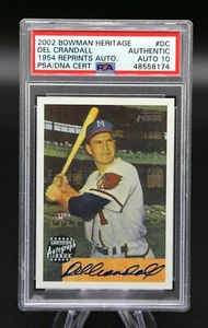2002 Bowman Heritage DEL CRANDALL 54 Reprints Autographs PSA DNA On Card Auto 10 - Picture 1 of 4