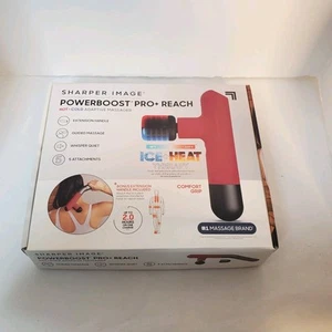 Sharper Image Powerboost Pro+ Reach Percussion Massager with 5 Attachments Red - Picture 1 of 12