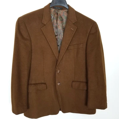 Lauren Ralph Lauren Men Silk Wool Cashmere Blazer Jacket Sz 42 S Brown Preppy - Image 1 of 4