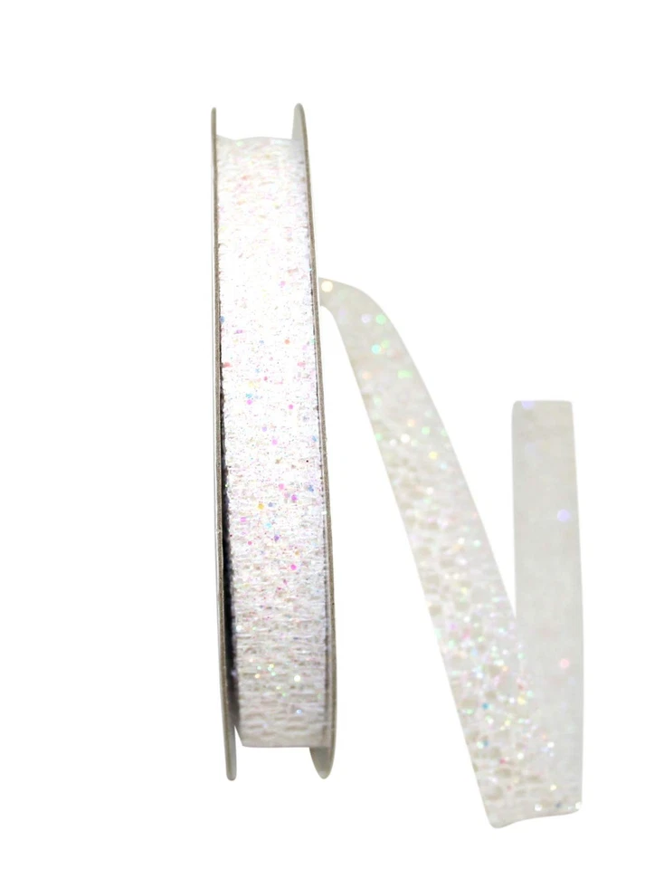 Glitter Web Mesh Ribbon, 5/8 Inch X 25 Yards, Iridescent - Image 1 of 1