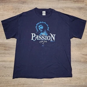 VTG Kerusso Men's Y2K Blue Jesus T-Shirt Christian Cross Short Sleeve XL - Picture 1 of 11