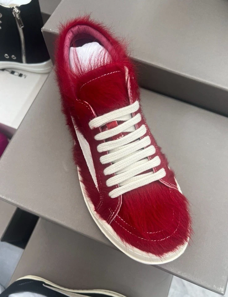 Rick Owen Red Fur Van Collabs & Rick Owens Red Fur Geo Baskets Shoes - Image 1 of 4