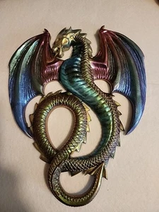 Gorgeous Resin Dragon Mica Powder Colored On Mold Wall Mounted Art - Picture 1 of 4
