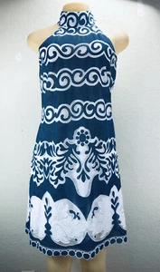 Union of Angels Women’s Blue White Sleeveless Lace Sheath Dress Hawaiian - Picture 1 of 14