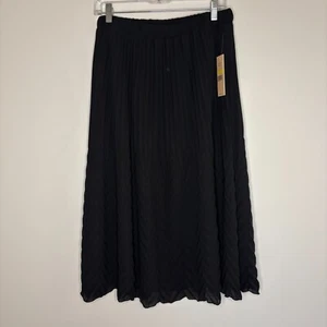 NANETTE LEPORE Size Medium Black Shimmer Pleated Midi Flowy NEW wTAGS $79 retail - Picture 1 of 5
