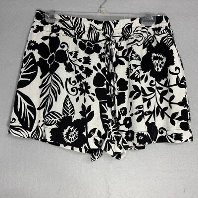 Pantalones Cortos Zara Mujer Negro Crema Floral Mezcla L Bohemio Vacaciones Playa Foto 1 de 4