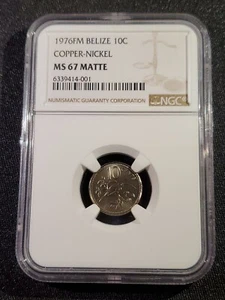 1976 FM BELIZE COPPER-NICKEL 10 CENTS Long-Tailed Hermit NGC MS 67 Matte - Picture 1 of 4