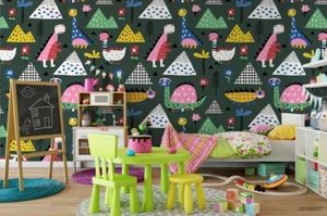 3D Cartoon Forest Animal Dinosaur Self-adhesive Removable Wallpaper Murals Wall - Picture 1 of 3