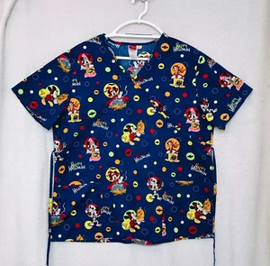 Disney Mickie & Minnie Mouse Scrub Top With Pockets Halloween Scrub Top Size LG - Picture 1 of 6