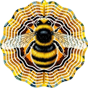Floral Wind Spinner 10" Metal Whimsical Garden Decor Outdoor Art Sunflower & Bee - Picture 1 of 9