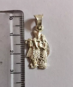 Colgante de plata de ley 925 Lord Radha Krishna, diseño simple de templo, 1,9 gm - Imagen 1 de 5