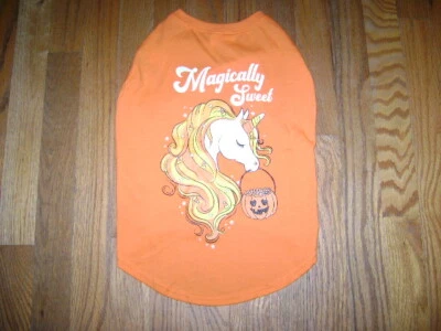 NWT thrills & chills GLOW Dog Apparel UNICORN TEE T SHIRT ORANGE Size LARGE - Image 1 of 4