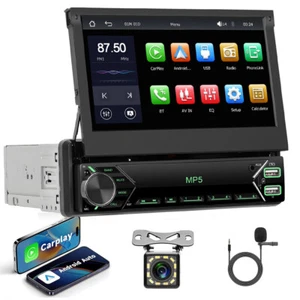 7" 1 DIN APPLE CARPLAY Android AUTO AUTORADIO A SCOMPARSA STEREO + Telecamera - Foto 1 di 22