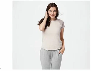 Barefoot Dreams CozyChic Ultra Lite Raglan Tee Faded Rose/Shel Size XS NEW - Picture 1 of 2