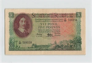 SOUTH AFRICA 5 Pounds 1957 (7.11.57), P-97c Sign: de Kock, C60 518158, VF. D5 - Picture 1 of 2