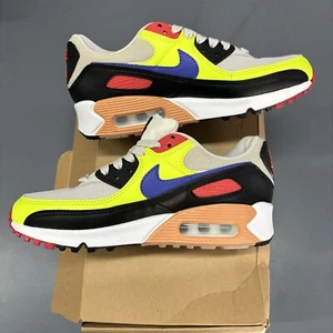 Nike Women’s Air Max 90. Size 5. Light Bone / Ultramarine-Volt. NIB. - Picture 1 of 8