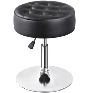 Adjustable Swivel Makeup Ottoman Stool Round Vanity Stool For Bedroom Black - Picture 1 of 19
