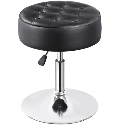 Adjustable Swivel Makeup Ottoman Stool Round Vanity Stool For Bedroom Black - Image 1 of 4