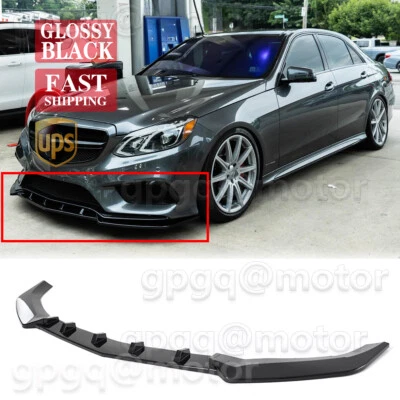 For Mercedes Benz E Class W212 Sedan 2013-2015 Glossy Black Front Bumper Lip Kit - Image 1 of 4