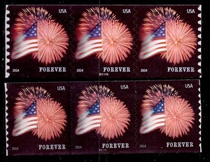 U.S. #4853 P#C11111, #4854 P#P1111, Ft McHenry Flag Fireworks (2014) MNH PNC3 - Picture 1 of 1