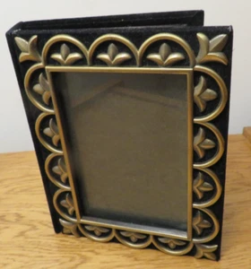 Unbranded Black Book Bound Photo Album Art Deco 5.5" x 6.5" x 1.75" 35 Pages - Picture 1 of 8